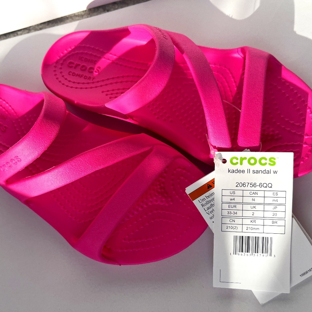 NWT Crocs Slides Kade I’ll- Women’s Small-Bright Pink